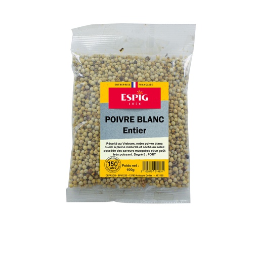 [EPS.ESPIG.PBE100G] POIVRE BLANC ENTIER ESPIG (20x100g)